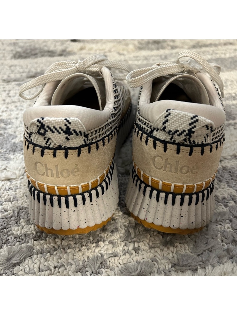 Chloé Beige Nama Woven Platform Low Top Sneakers Shoes Size EU:42 US:10 NWOB - Picture 10 of 16